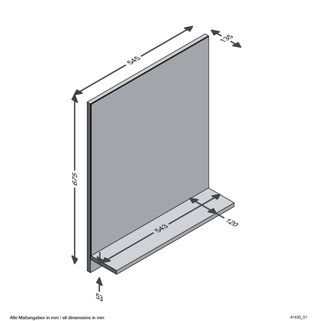 Wall-mounted Mirror with Shelf 54.5x13.5x67.5 cm Artisan Oak