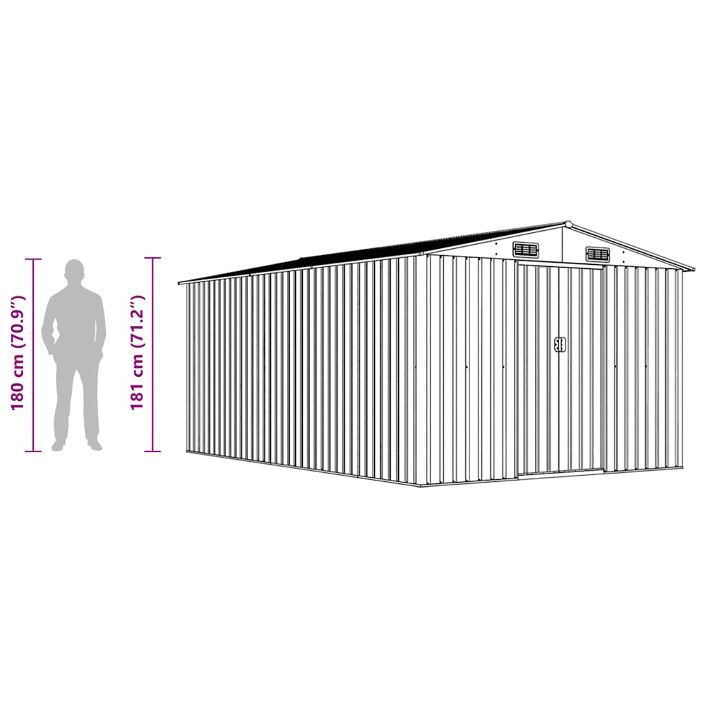 Garden Shed 257x392x181 cm Metal Grey