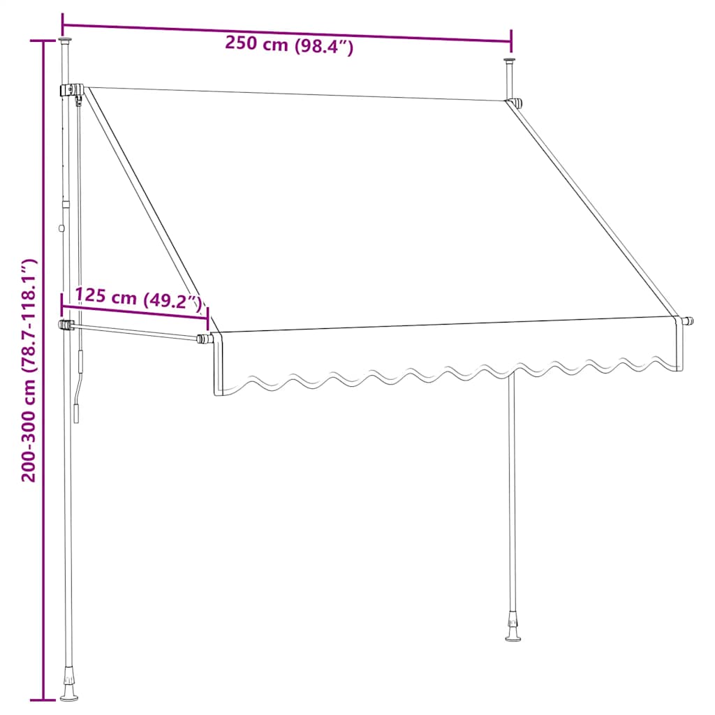 Manual Retractable Awning 250 cm Anthracite