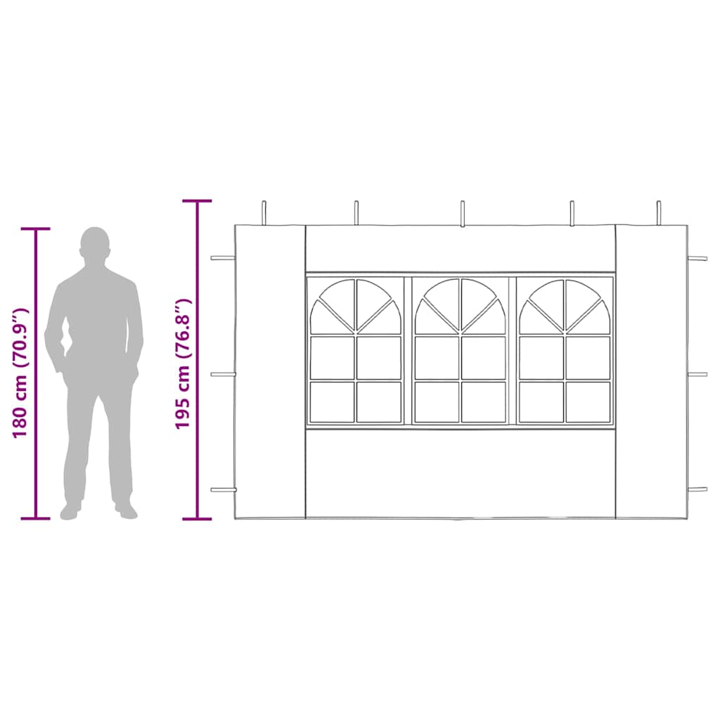 Partytent Sidewall 2 pcs with Window PE Blue