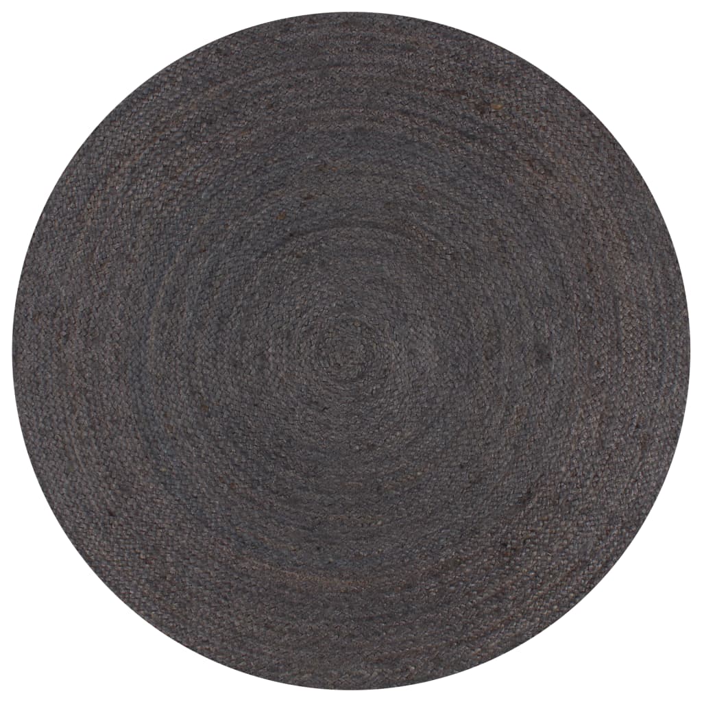 Handmade Rug Jute Round 90 cm Dark Grey