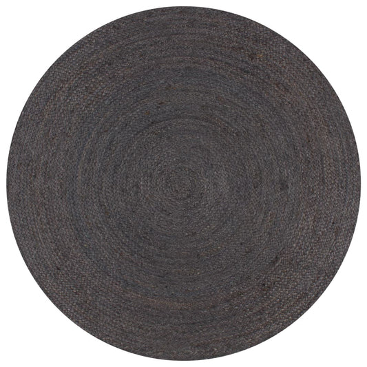 Handmade Rug Jute Round 90 cm Dark Grey