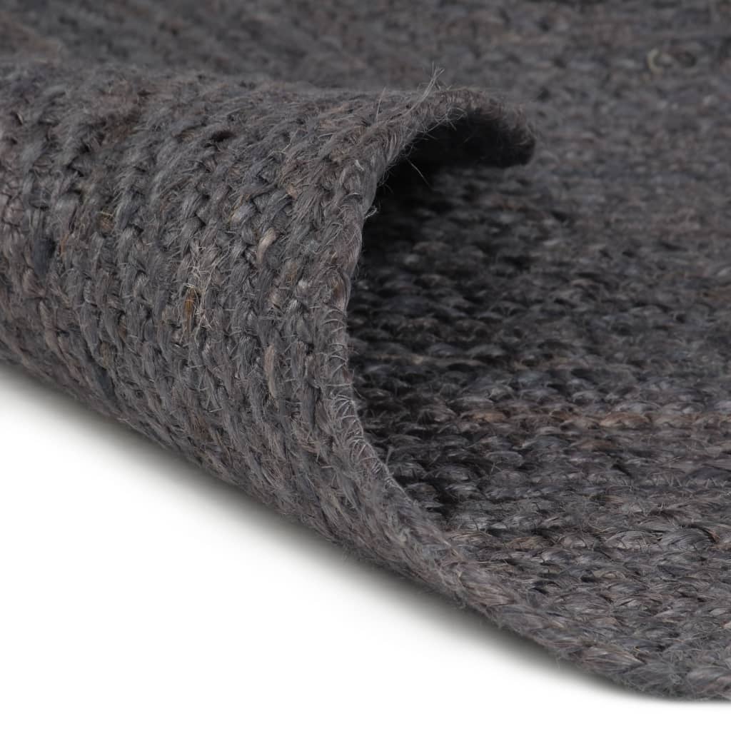 Handmade Rug Jute Round 90 cm Dark Grey