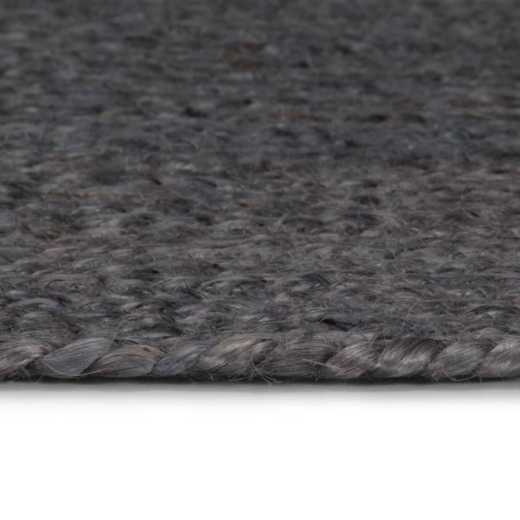 Handmade Rug Jute Round 90 cm Dark Grey