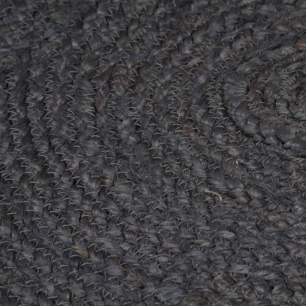 Handmade Rug Jute Round 90 cm Dark Grey