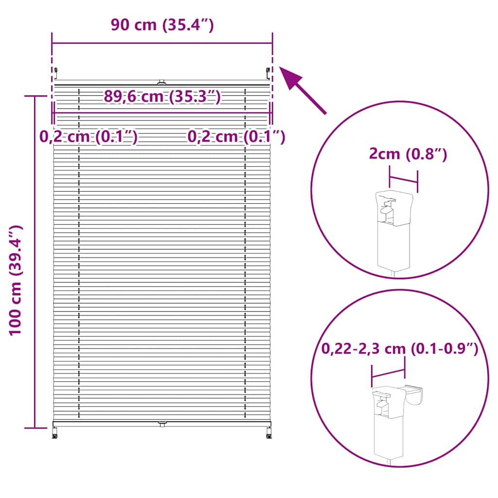 Plisse Blind 90x100cm Creme