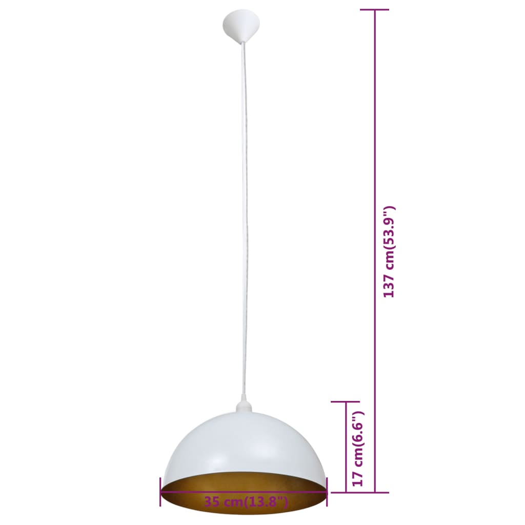 Ceiling Lamp 2 pcs Height-adjustable Semi-spherical White