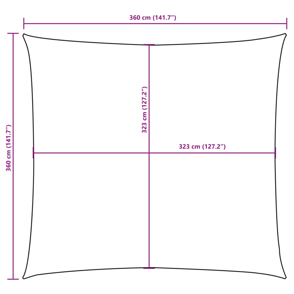 Sunshade Sail Oxford Fabric Square 3.6x3.6 m Cream