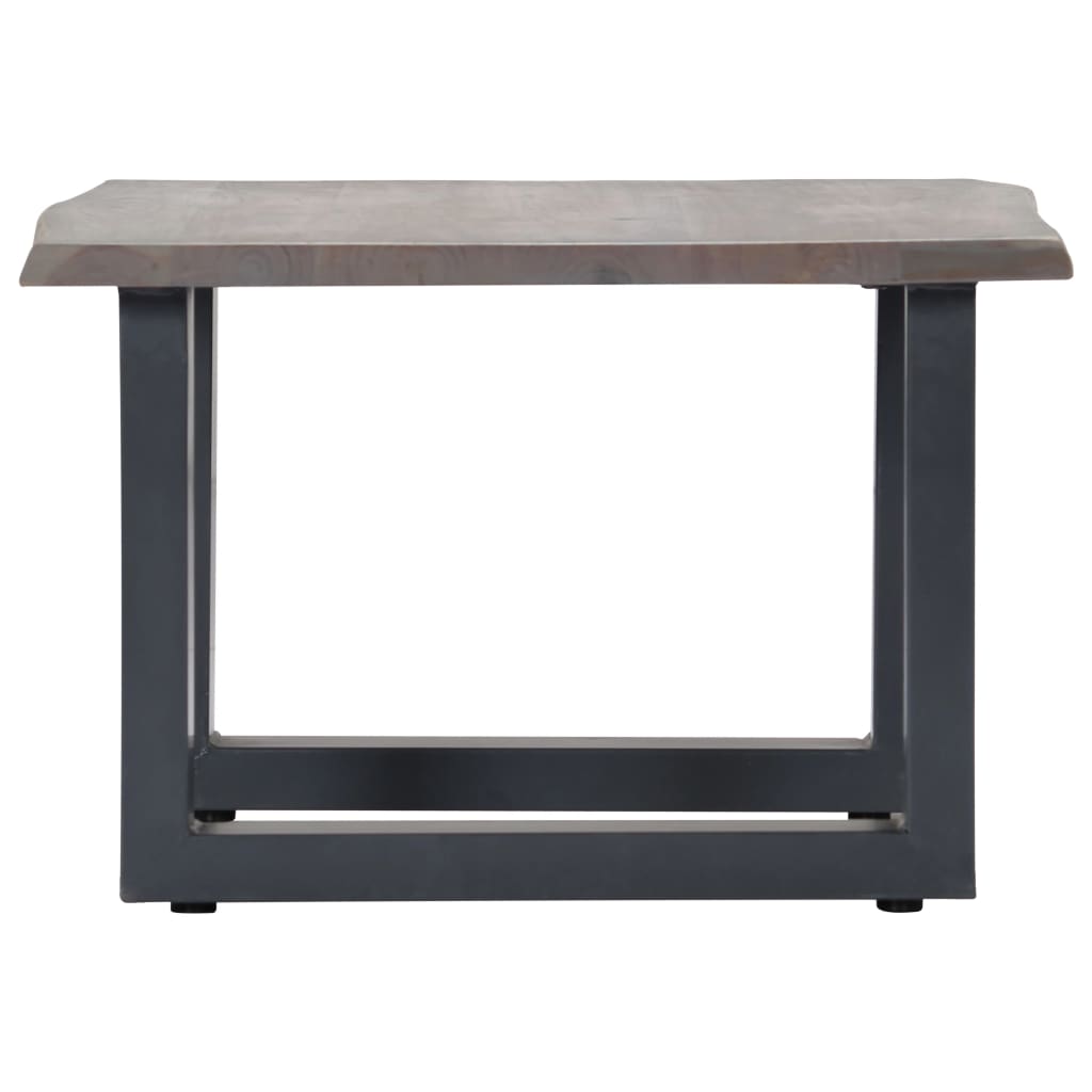 Coffee Table with Live Edges Grey 60x60x40 cm Solid Acacia Wood
