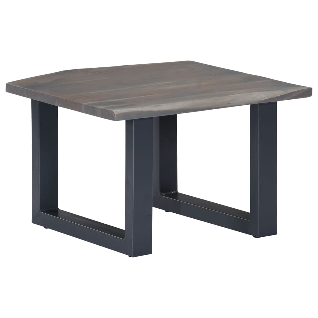 Coffee Table with Live Edges Grey 60x60x40 cm Solid Acacia Wood