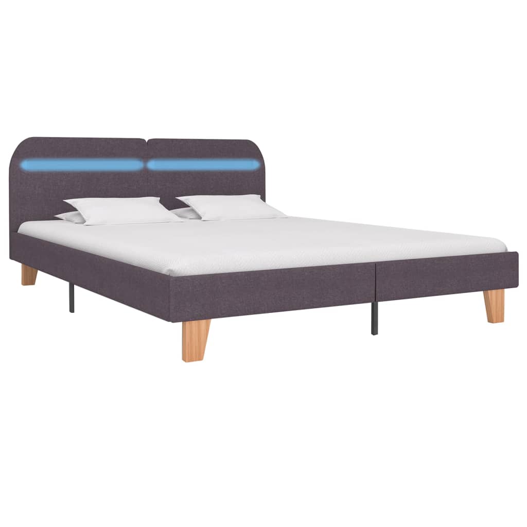 Bed Frame with LED without Mattress Taupe Fabric 150x200 cm King Size