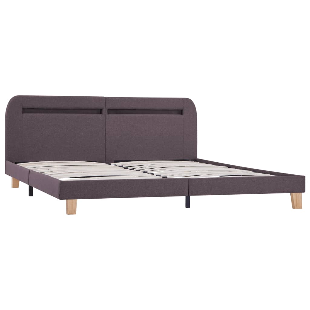 Bed Frame with LED without Mattress Taupe Fabric 150x200 cm King Size