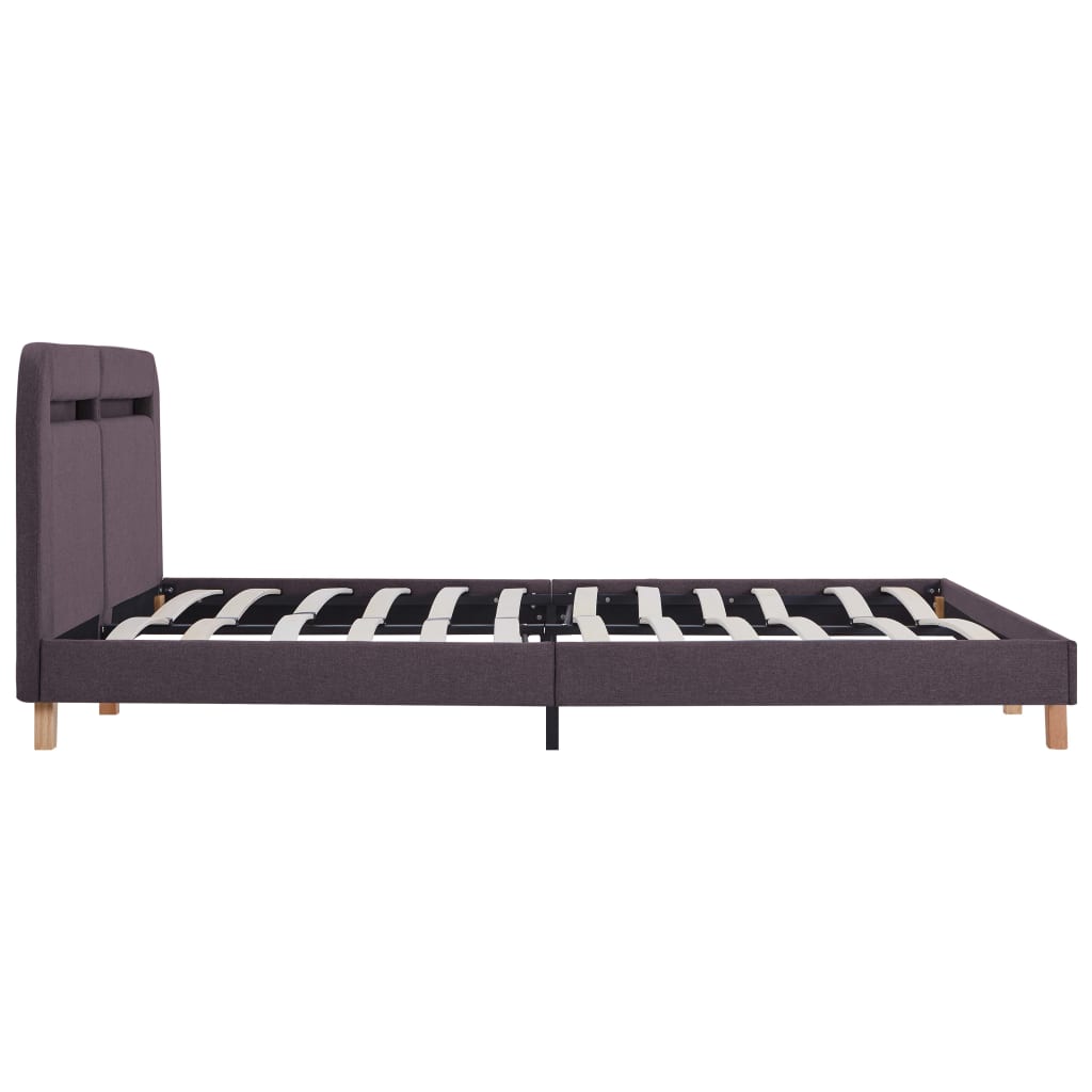 Bed Frame with LED without Mattress Taupe Fabric 150x200 cm King Size