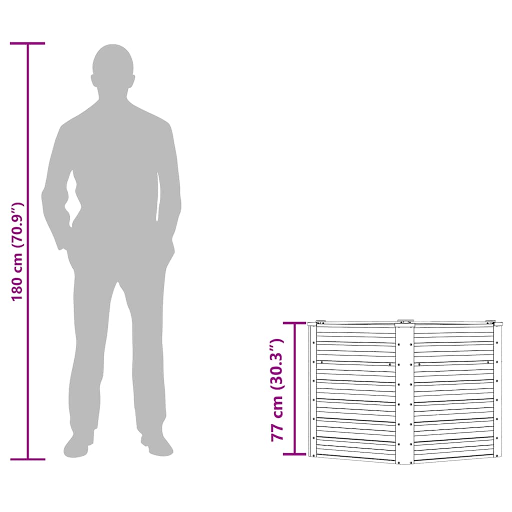 Garden Raised Bed Brown 129x129x77 cm Galvanised Steel