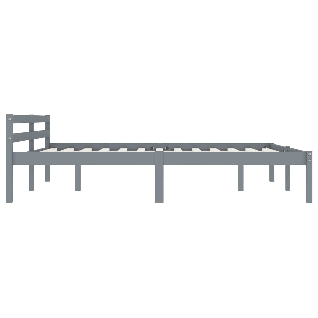 Bed Frame without Mattress Grey Solid Pine Wood 180x200 cm Super King