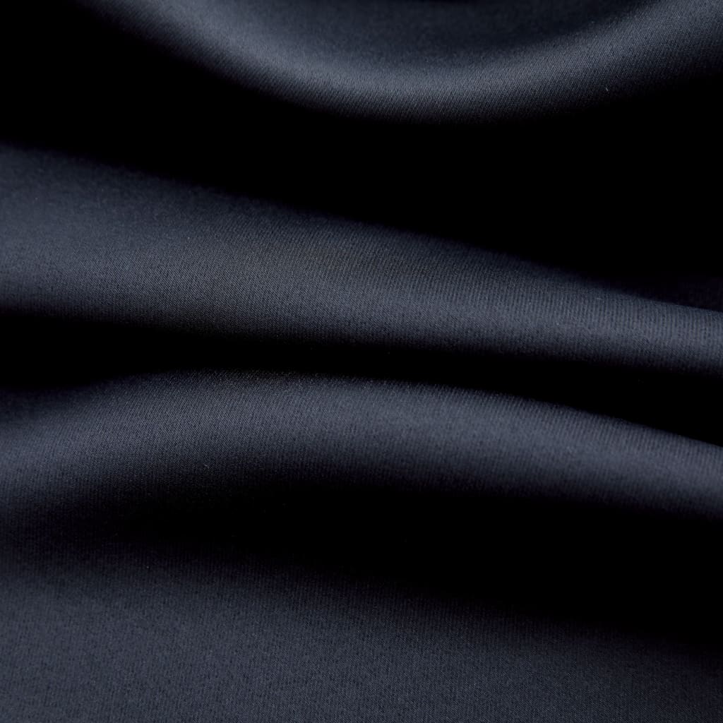 Blackout Curtains with Metal Rings 2 pcs Black 140x225 cm