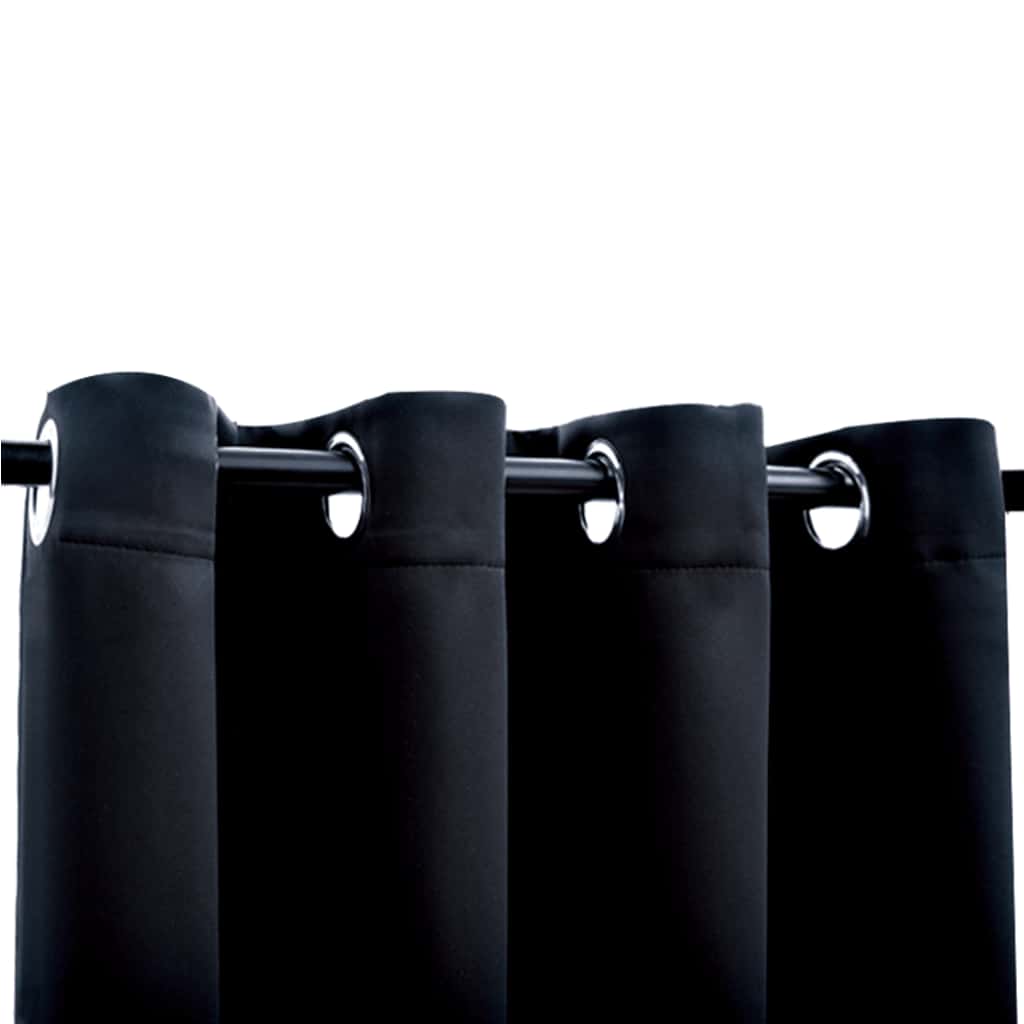 Blackout Curtains with Metal Rings 2 pcs Black 140x225 cm