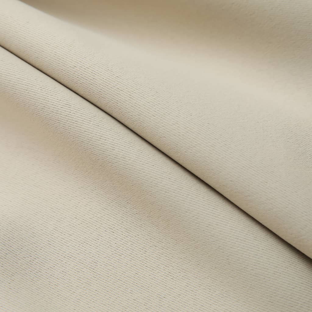 Blackout Curtains with Hooks 2 pcs Beige 140x175 cm