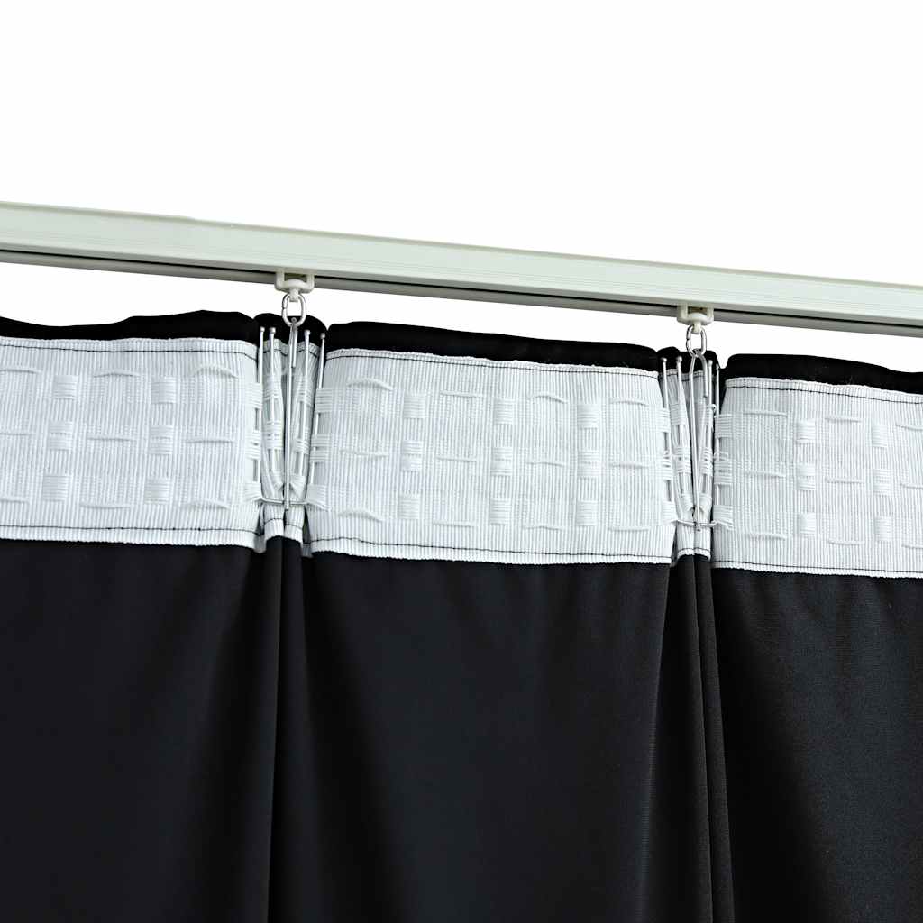 Blackout Curtains 2 pcs with Hooks Velvet Black 140x225 cm