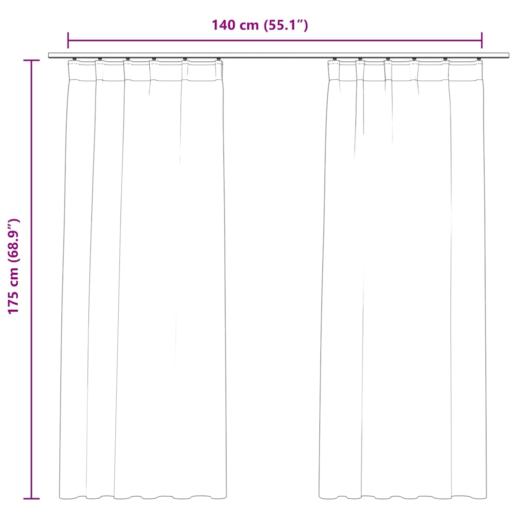 Blackout Curtains 2 pcs with Hooks Velvet Cream 140x175 cm