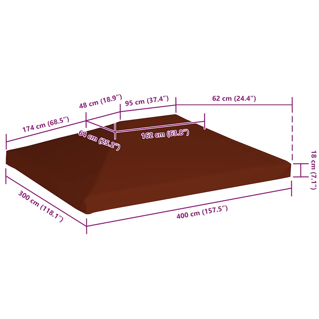 Gazebo Top Cover 310 g/m² 3x4 m Terracota