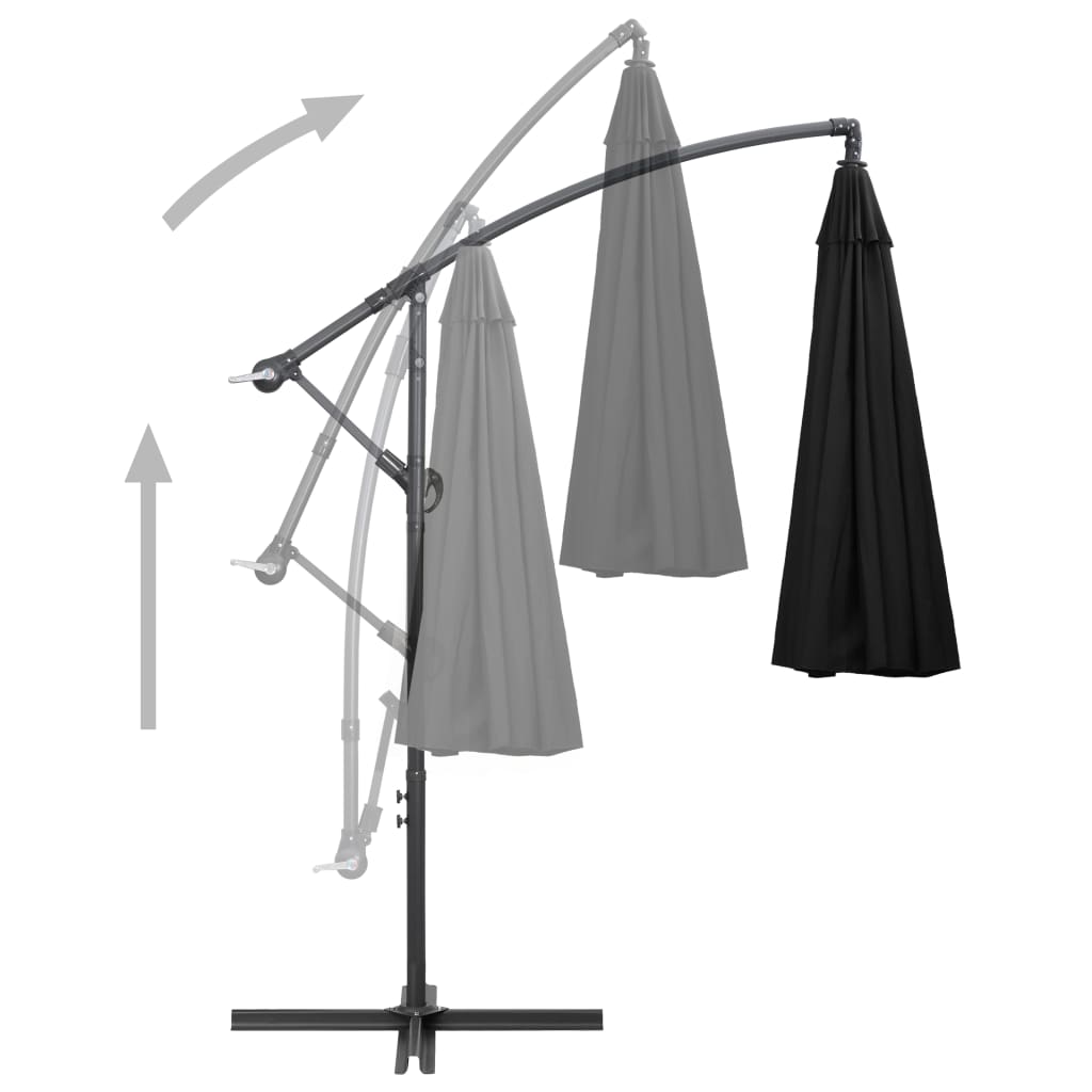 Hanging Garden Parasol Black 3 m Aluminium Pole