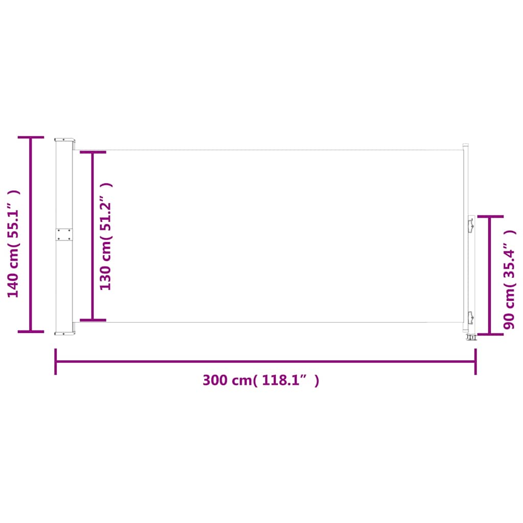 Patio Retractable Side Awning 140 x 300 cm Red
