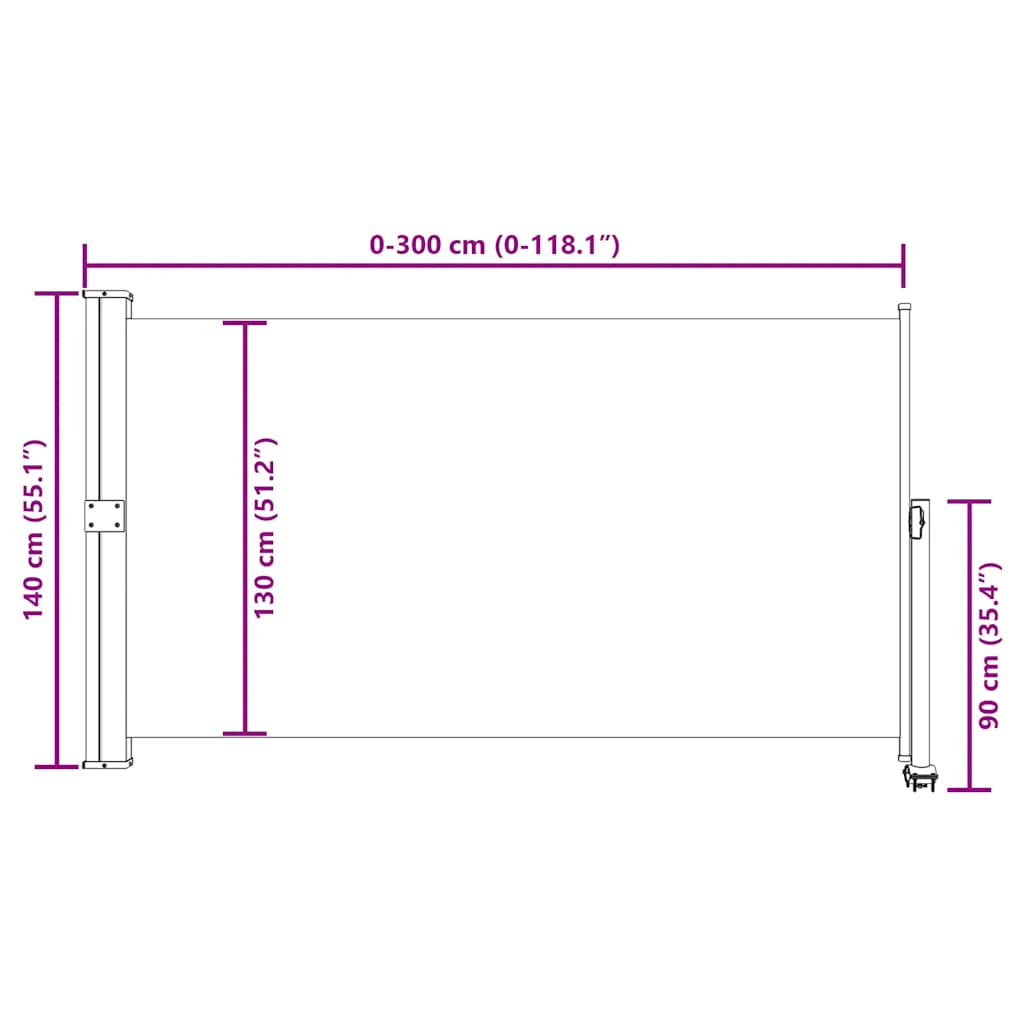Patio Retractable Side Awning 140 x 300 cm Red