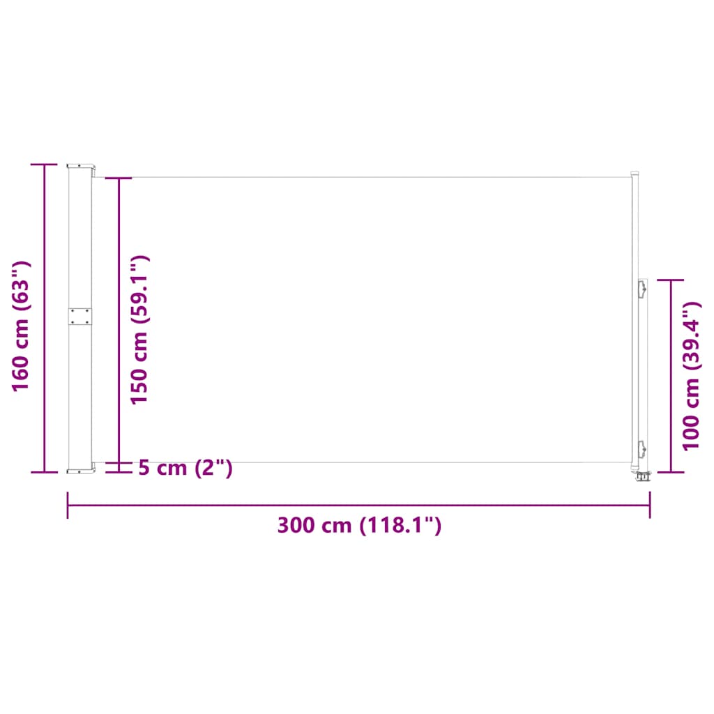 Patio Retractable Side Awning 160x300 cm Red