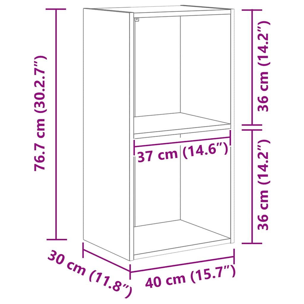 2-Tier Book Cabinet White 40x30x76.5 cm Engineered Wood