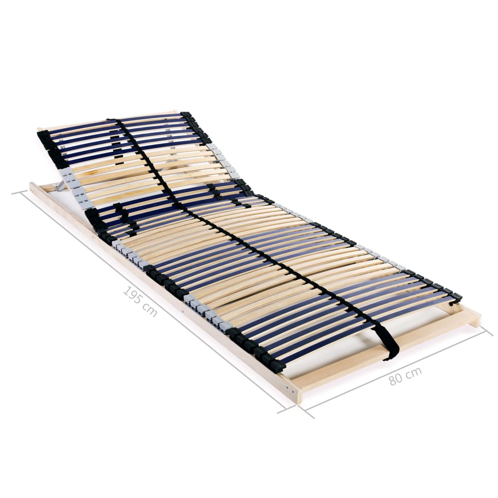 Slatted Bed Bases without Mattress 2 pcs with 42 Slats 80x200 cm