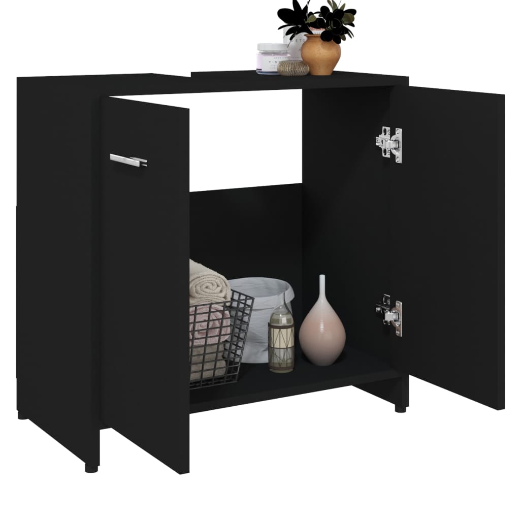 Bathroom Cabinet Black 60x33x61 cm Engineered Wood