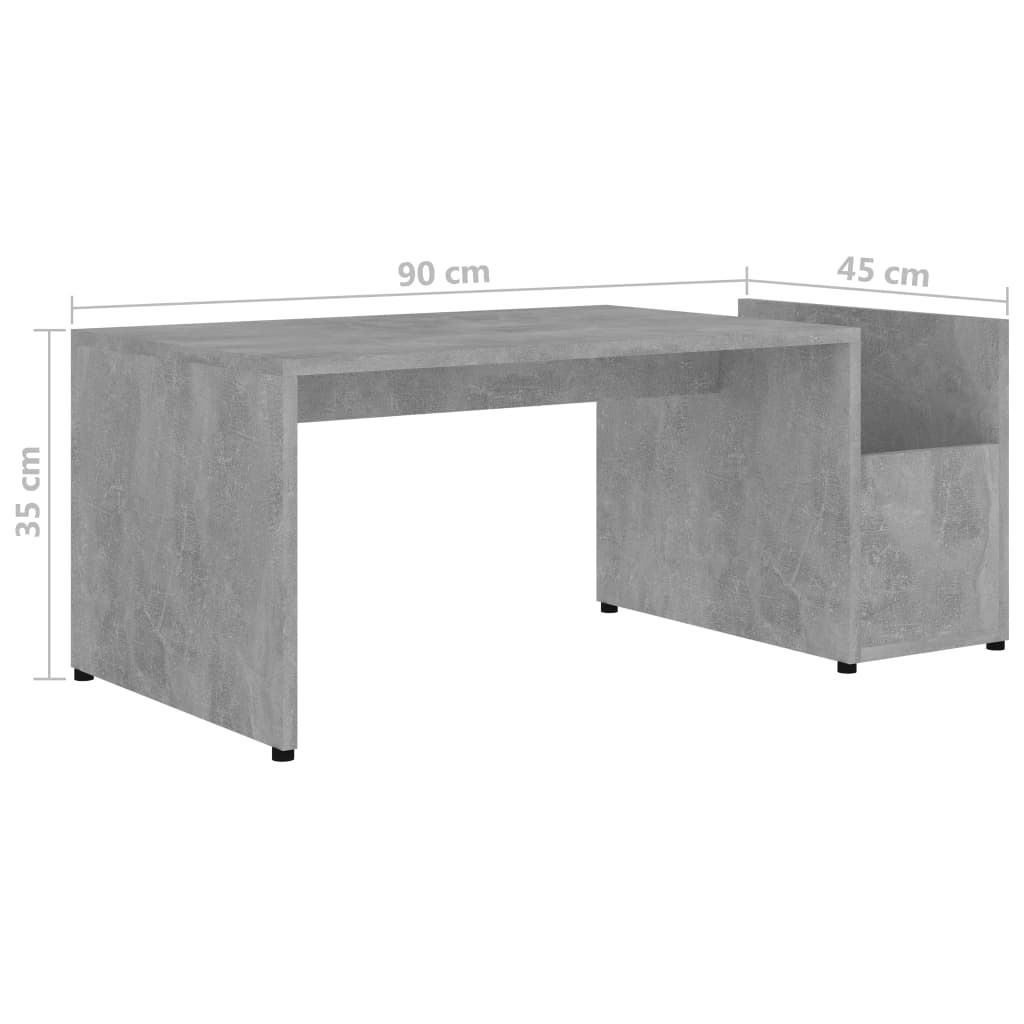 Coffee Table Concrete Grey 90x45x35 cm Engineered Wood