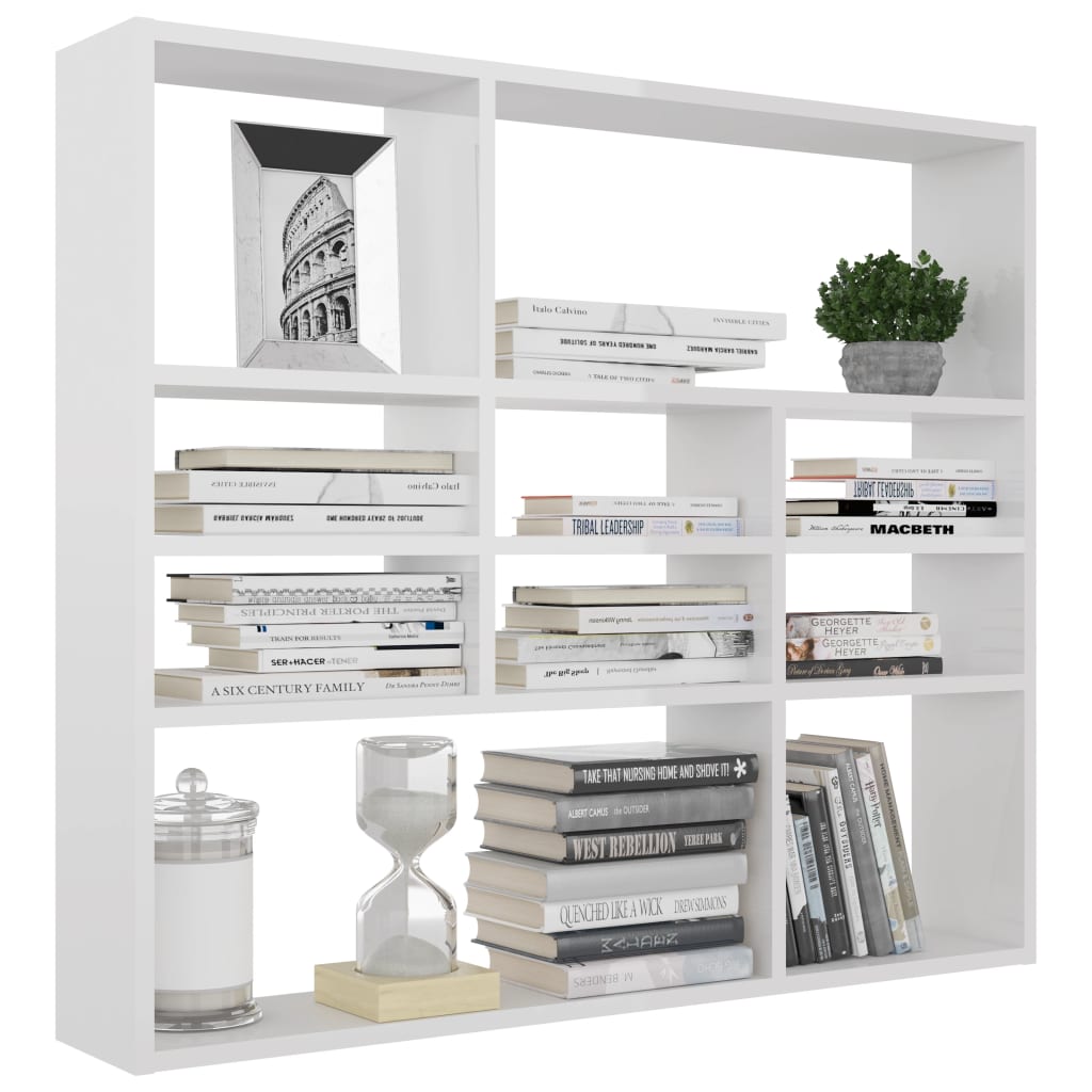 Wall Shelf High Gloss White 90x16x78 cm Engineered Wood
