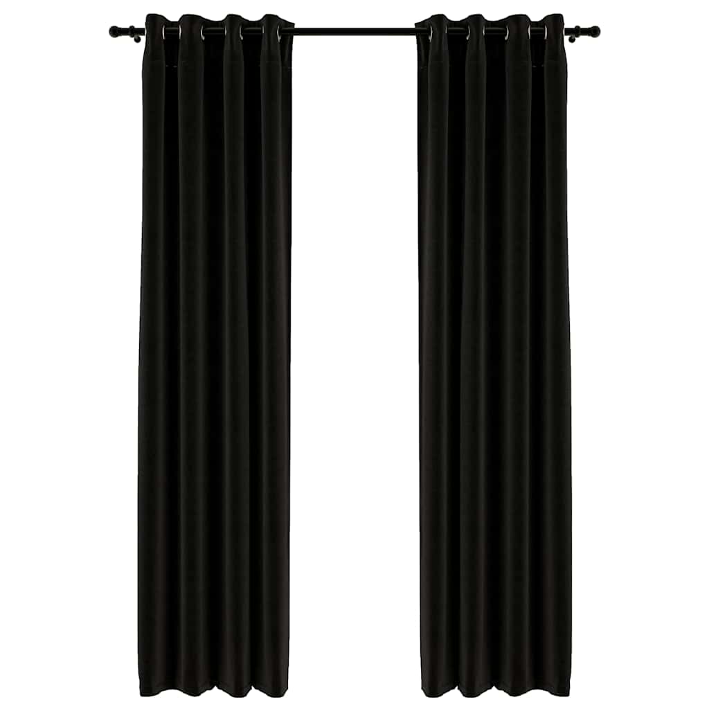 Linen-Look Blackout Curtains 2 pcs Anthracite 140x225cm