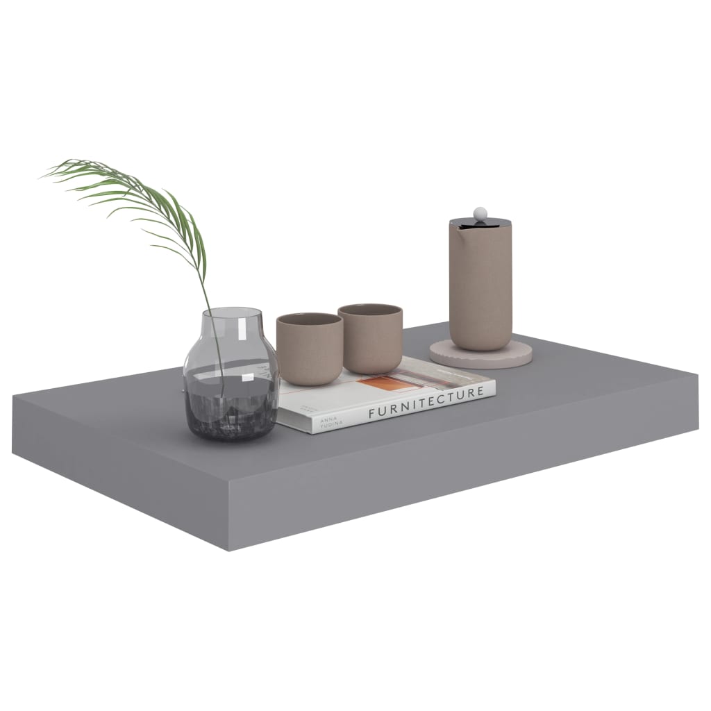 Floating Wall Shelves 4 pcs Grey 40x23x3.8 cm MDF