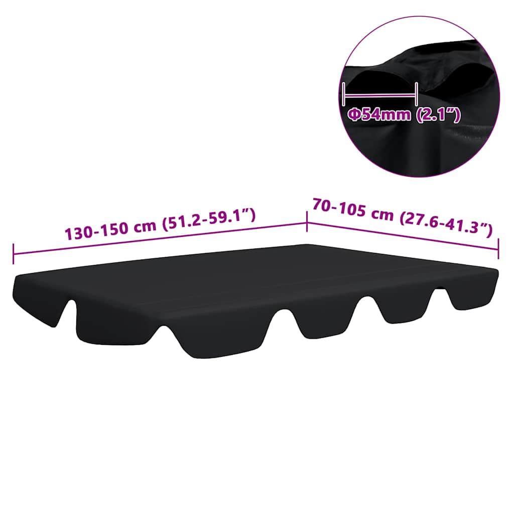 Replacement Canopy for Garden Swing Black 150/130x105/70 cm