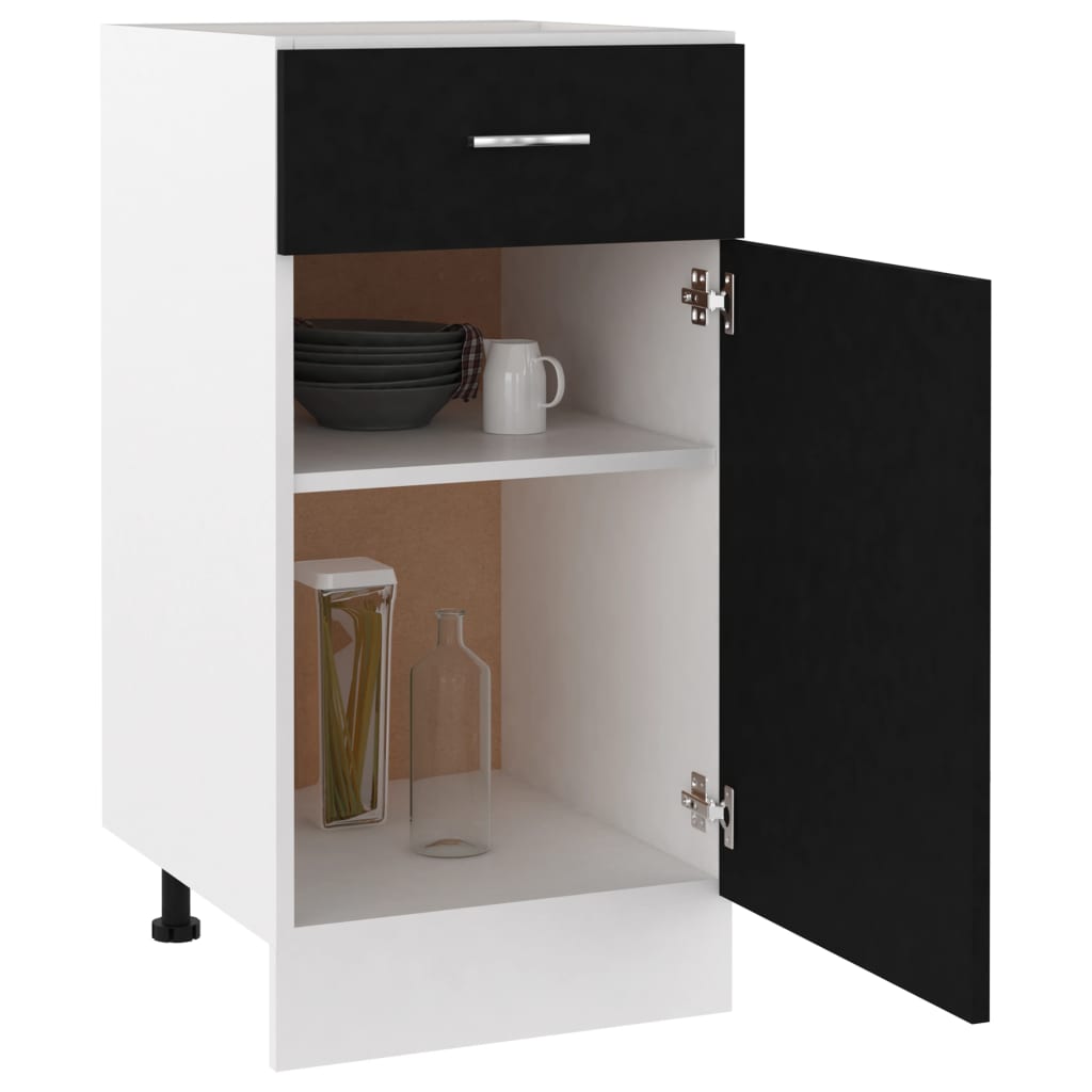 Drawer Bottom Cabinet Lyon Black 40x46x81.5 cm Engineered Wood