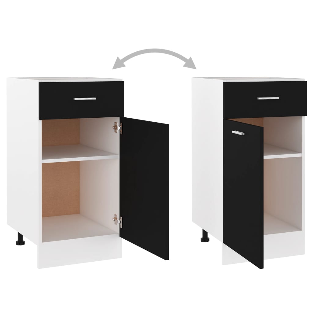 Drawer Bottom Cabinet Lyon Black 40x46x81.5 cm Engineered Wood