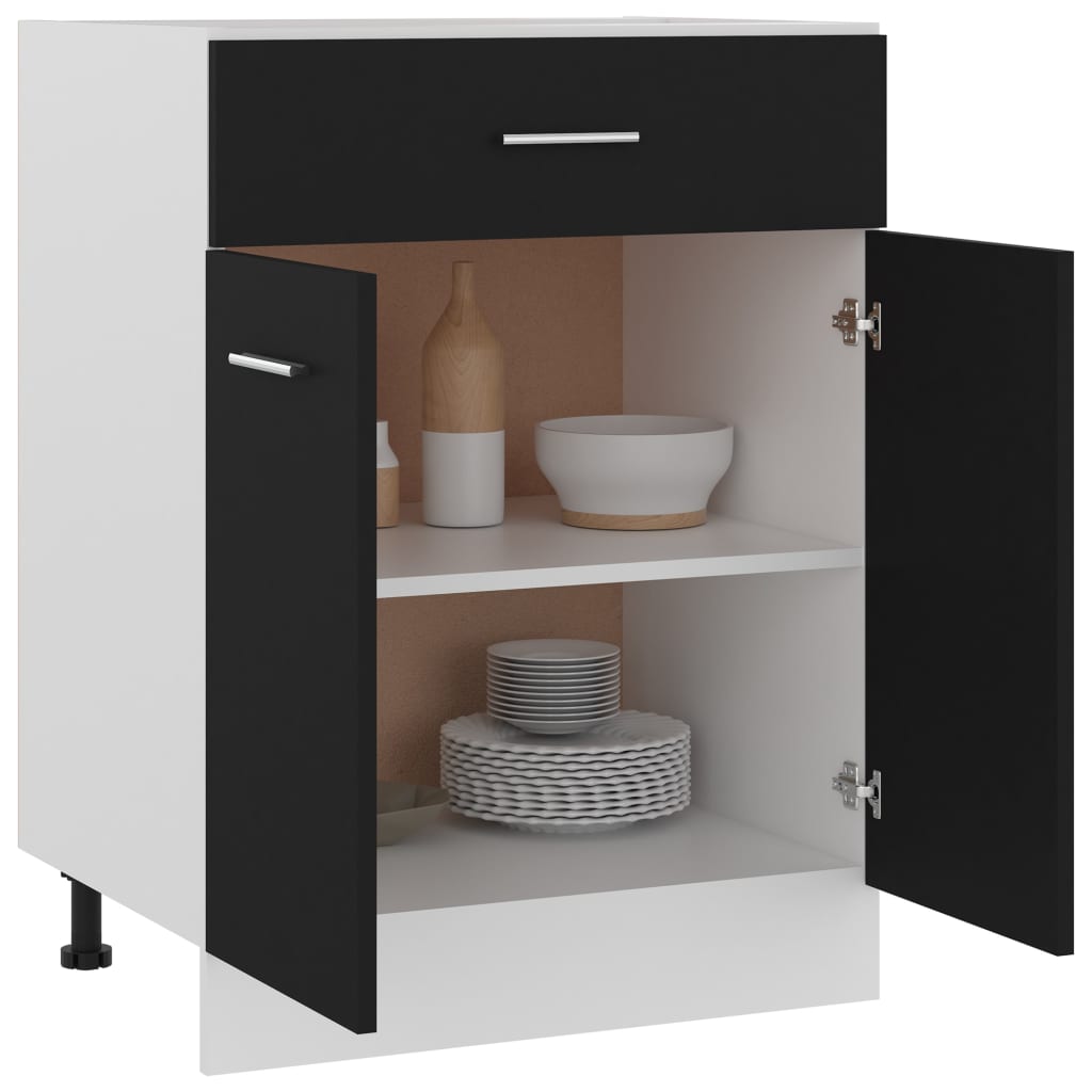 Drawer Bottom Cabinet Lyon Black 60x46x81.5 cm Engineered Wood