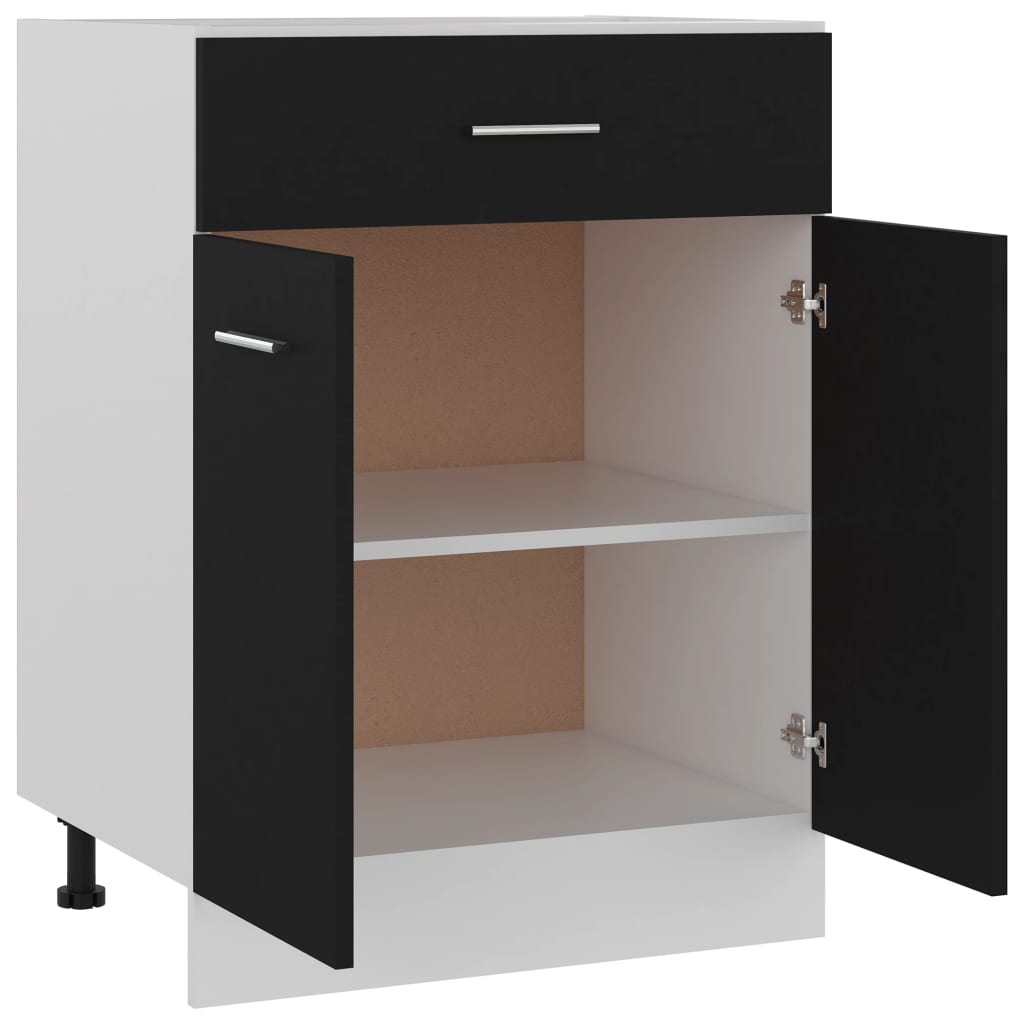 Drawer Bottom Cabinet Lyon Black 60x46x81.5 cm Engineered Wood