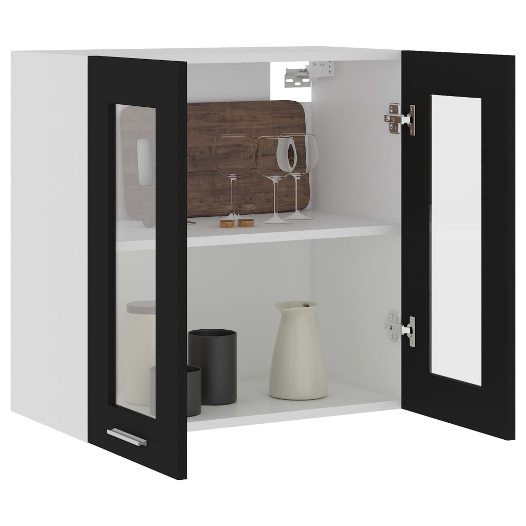 Hanging Glass Cabinet Lyon Black 60x31x60 cm Engineered Wood