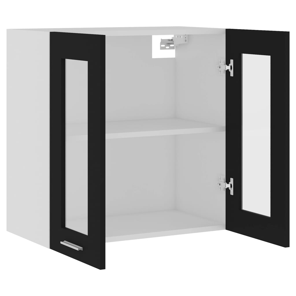 Hanging Glass Cabinet Lyon Black 60x31x60 cm Engineered Wood