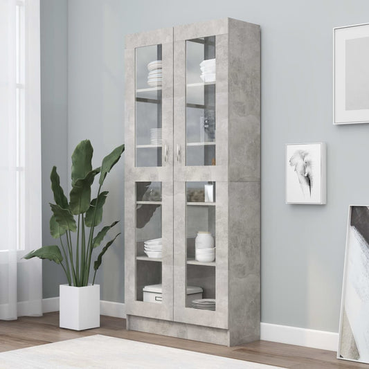 Vitrine Cabinet Concrete Grey 82.5x30.5x185 cm Engineered Wood