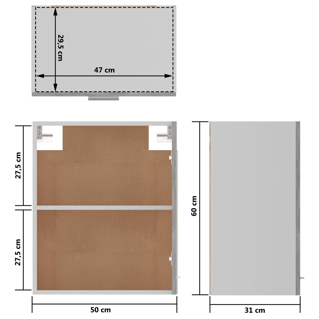 Hanging Cabinet Lyons 2 pcs Concrete Grey 50x31x60 cm Engineered Wood