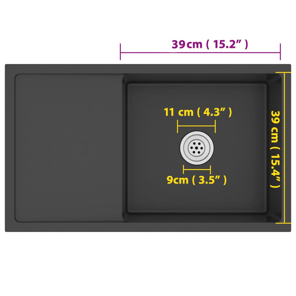 Handmade Kitchen Sink Black Stainless Steel
