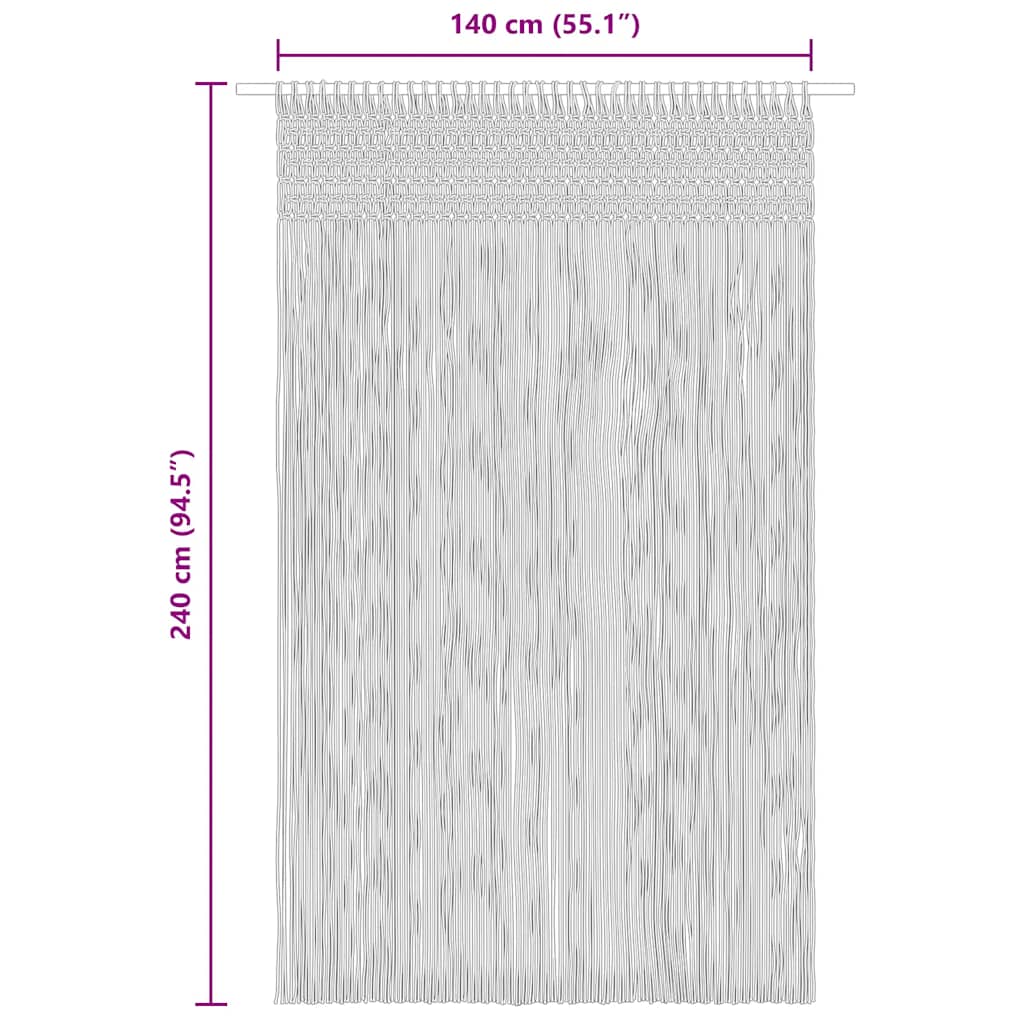 Macrame Curtain Taupe 140x240 cm Cotton