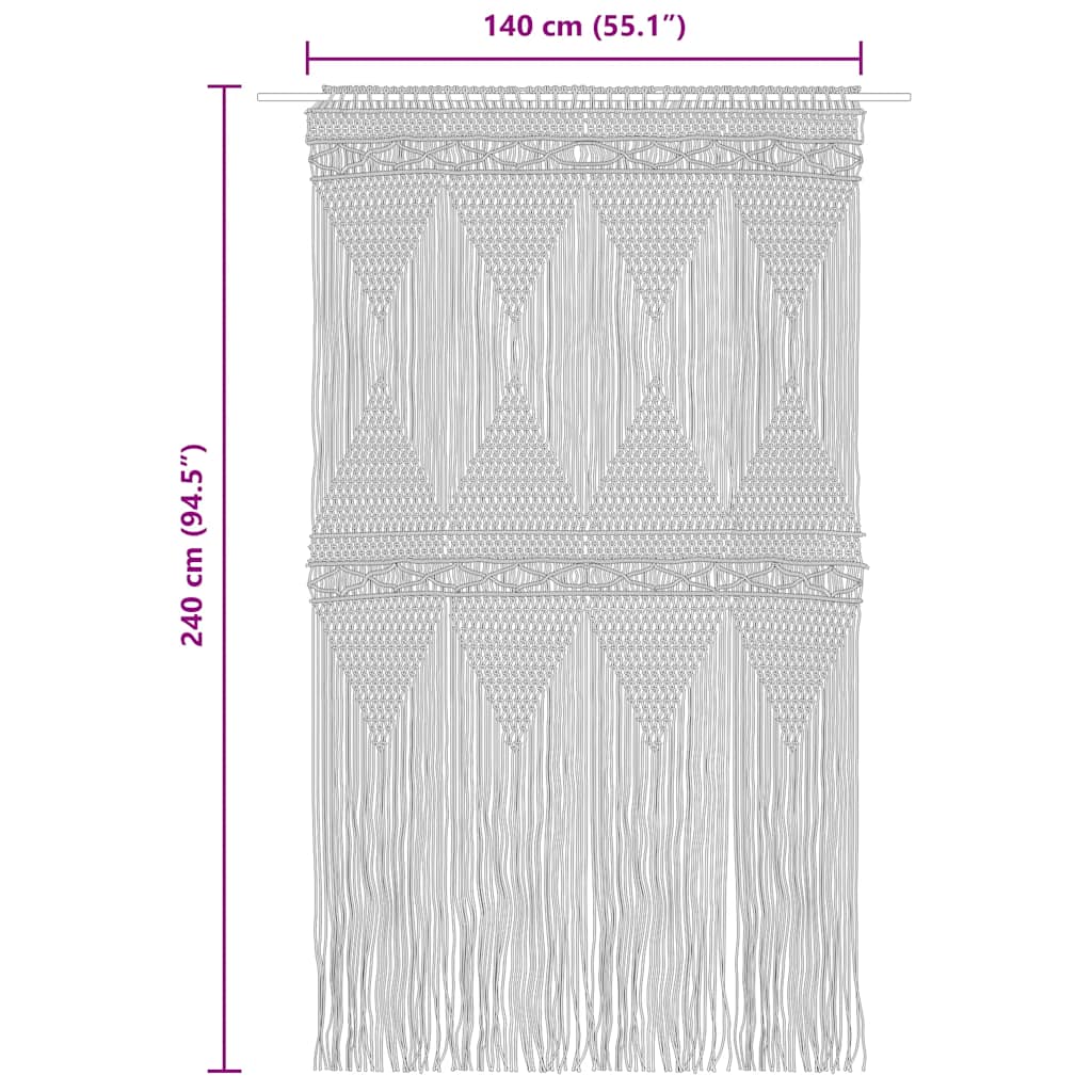 Macrame Curtain Anthracite 140x240 cm Cotton