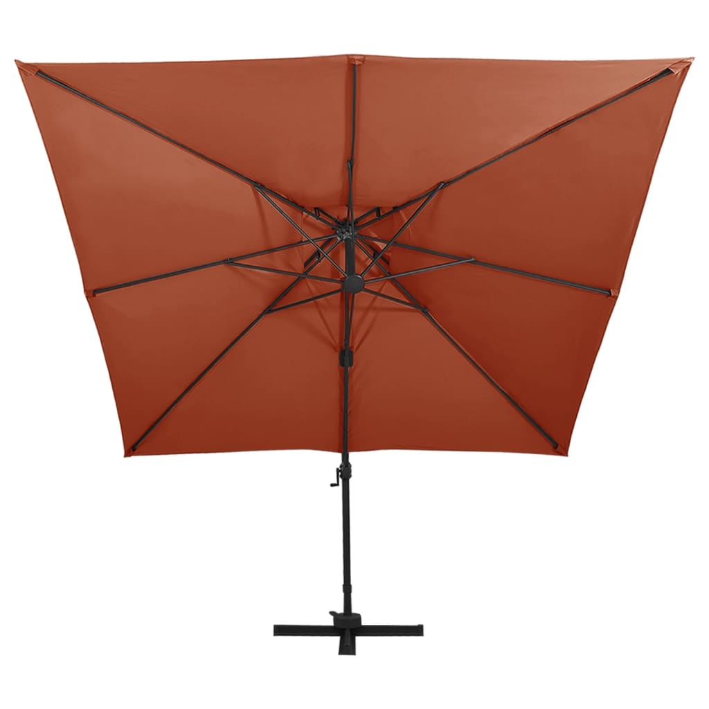 Cantilever Garden Parasol with Double Top 300x300 cm Terracotta