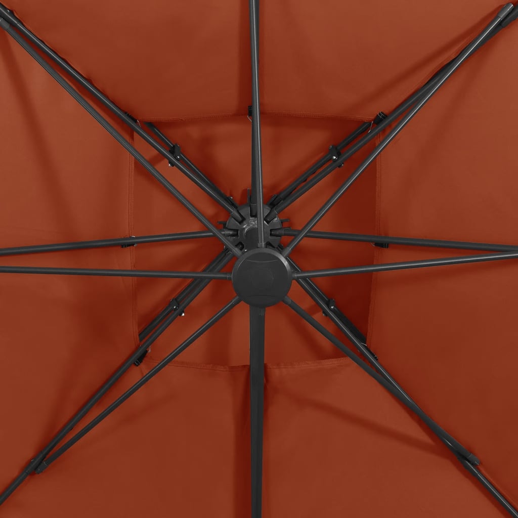 Cantilever Garden Parasol with Double Top 300x300 cm Terracotta